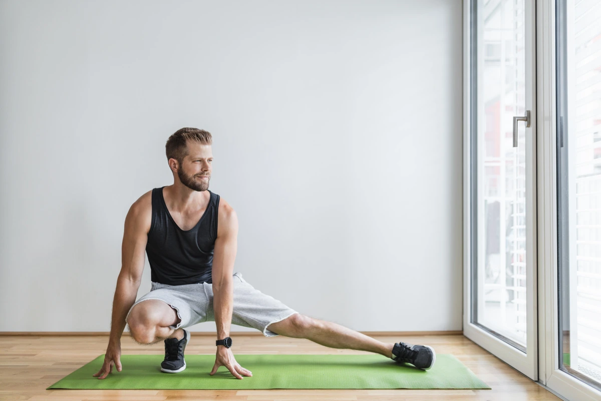 man working out at home