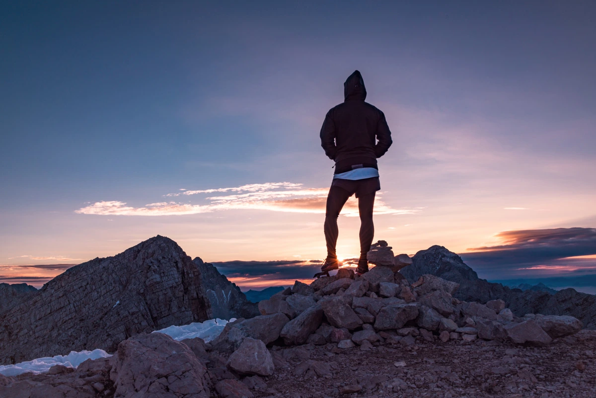 male hiker in the grand mountains