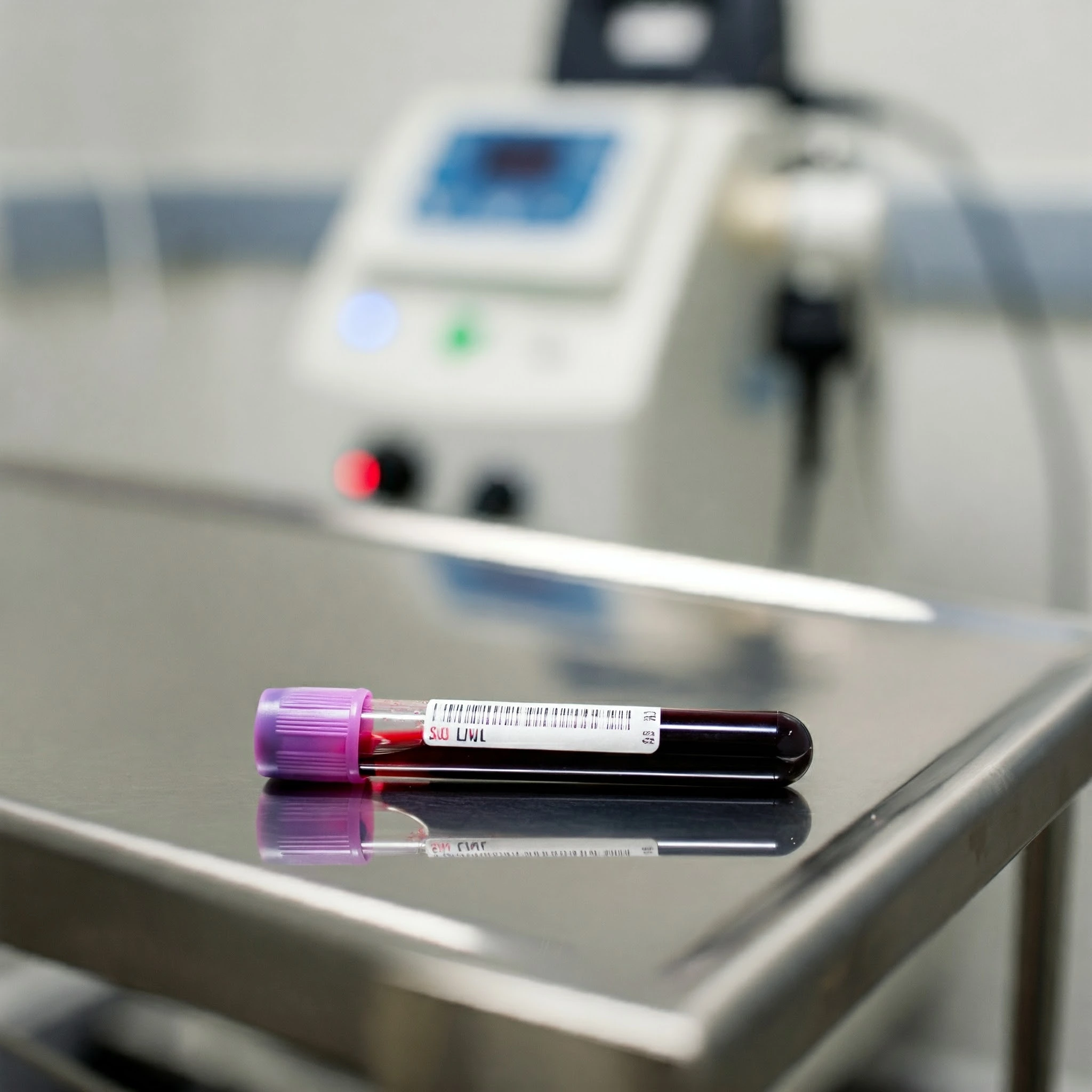 prp vile on medical table with shockwave therapy machine in the background